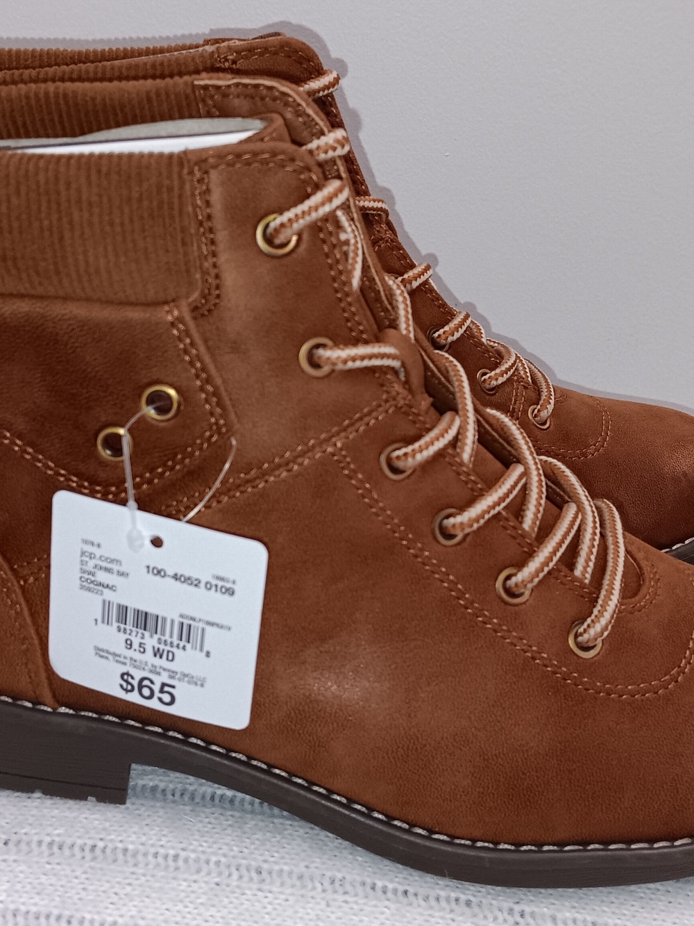 St. John's Bay Cognac Brown Lace-Up Women's Ankle Boots
